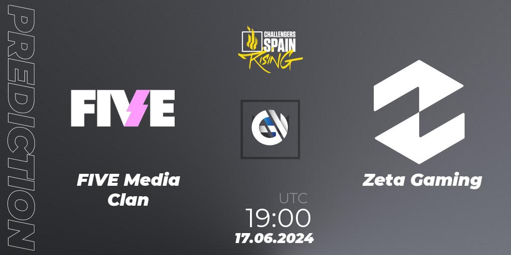 Prognose für das Spiel FIVE Media Clan VS Zeta Gaming. 17.06.2024 at 19:00. VALORANT - VALORANT Challengers 2024 Spain: Rising Split 2