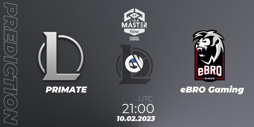 Prognose für das Spiel PRIMATE VS eBRO Gaming. 10.02.2023 at 21:00. LoL - Liga Master Opening 2023 - Group Stage