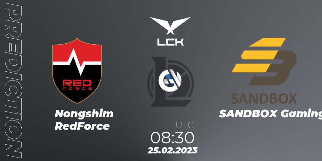 Prognose für das Spiel Nongshim RedForce VS SANDBOX Gaming. 25.02.23. LoL - LCK Spring 2023 - Group Stage