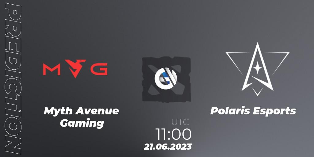 Prognose für das Spiel Myth Avenue Gaming VS Polaris Esports. 21.06.23. Dota 2 - 1XPLORE Asia #1