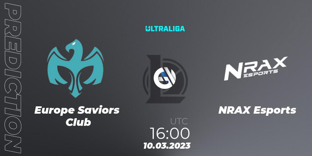 Prognose für das Spiel Europe Saviors Club VS NRAX Esports. 10.03.2023 at 16:00. LoL - Ultraliga 2nd Division Season 6