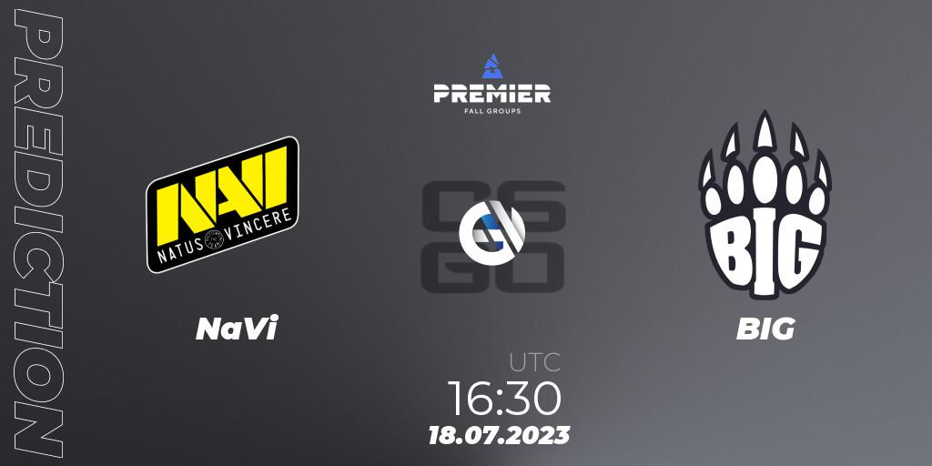 Prognose für das Spiel NaVi VS BIG. 18.07.23. CS2 (CS:GO) - BLAST Premier Fall Groups 2023