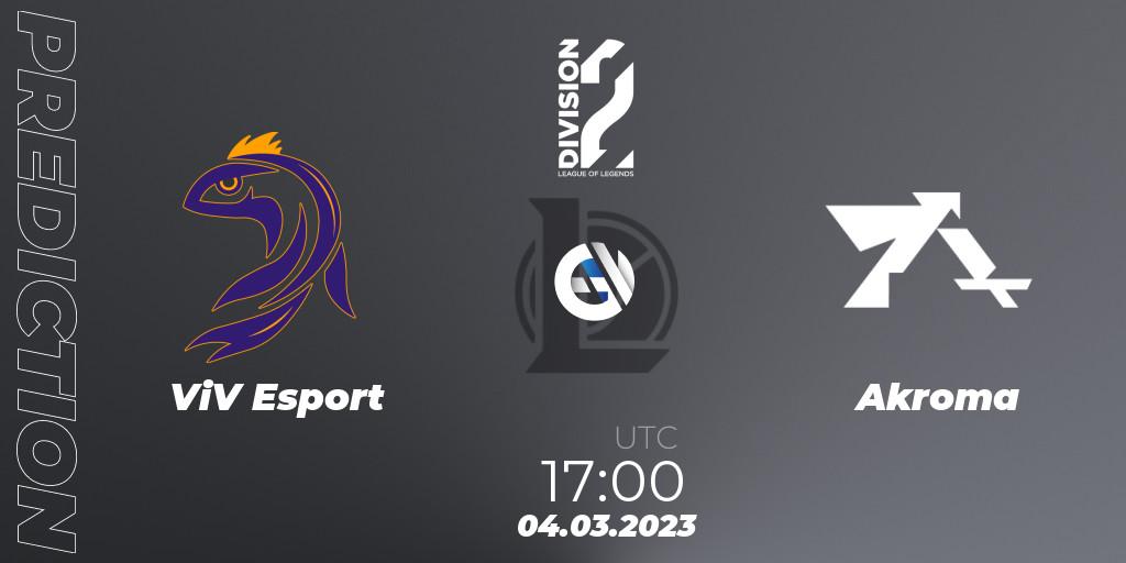 Prognose für das Spiel ViV Esport VS Akroma. 04.03.2023 at 17:00. LoL - LFL Division 2 Spring 2023 - Group Stage