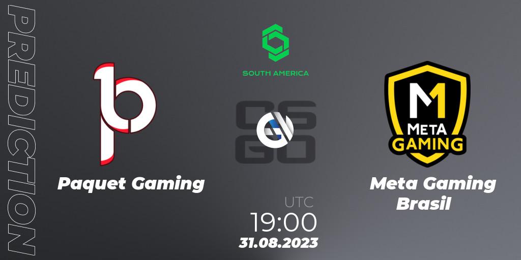 Prognose für das Spiel Paquetá Gaming VS Meta Gaming Brasil. 31.08.2023 at 19:00. Counter-Strike (CS2) - CCT South America Series #10