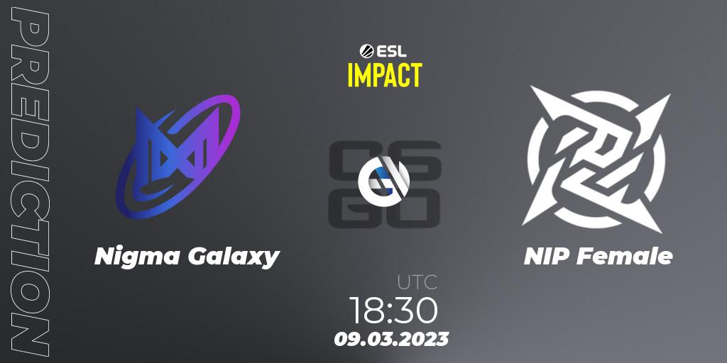 Prognose für das Spiel Nigma Galaxy VS NIP Female. 09.03.2023 at 18:30. Counter-Strike (CS2) - ESL Impact League Season 3: European Division