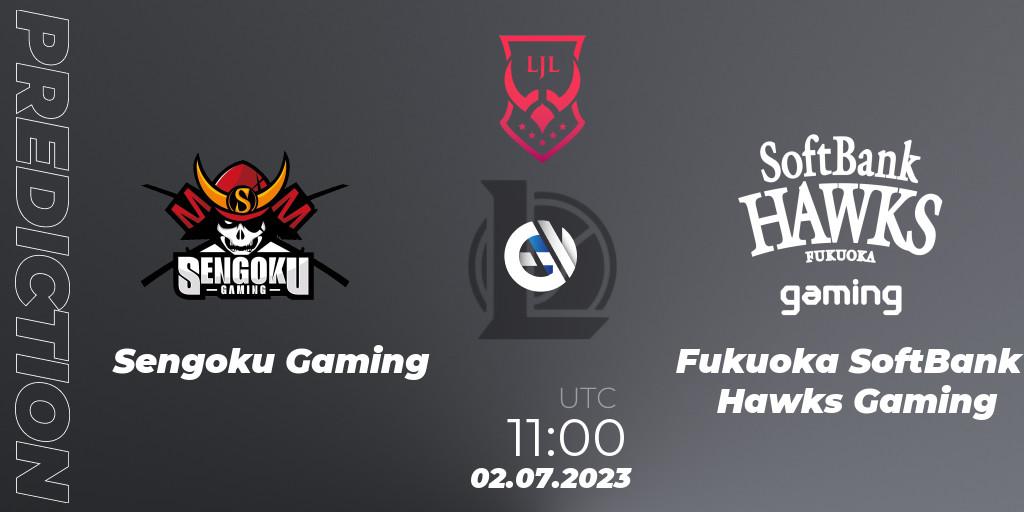 Prognose für das Spiel Sengoku Gaming VS Fukuoka SoftBank Hawks Gaming. 02.07.23. LoL - LJL Summer 2023
