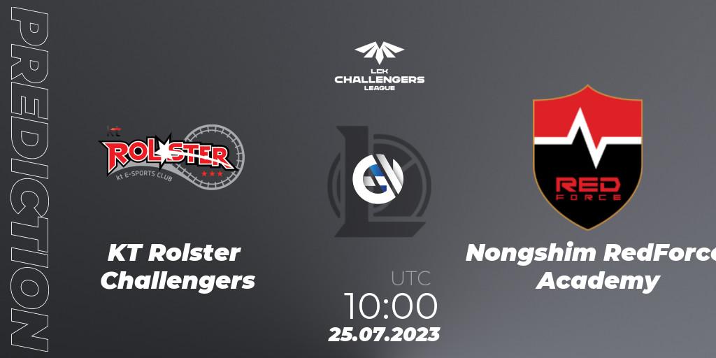 Prognose für das Spiel KT Rolster Challengers VS Nongshim RedForce Academy. 25.07.2023 at 11:20. LoL - LCK Challengers League 2023 Summer - Group Stage