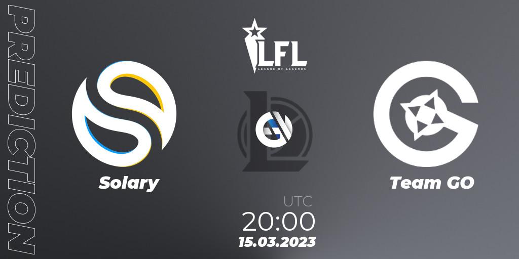 Prognose für das Spiel Solary VS Team GO. 15.03.23. LoL - LFL Spring 2023 - Group Stage