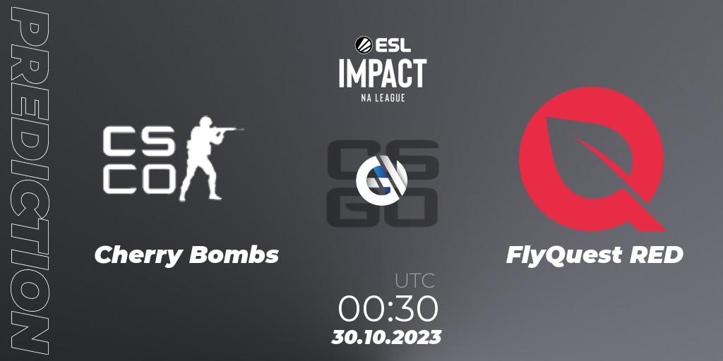 Prognose für das Spiel Cherry Bombs VS FlyQuest RED. 29.10.2023 at 23:30. Counter-Strike (CS2) - ESL Impact League Season 4: North American Division