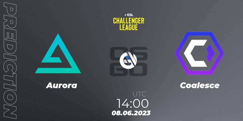 Prognose für das Spiel Aurora VS Coalesce. 08.06.2023 at 14:00. Counter-Strike (CS2) - ESL Challenger League Season 45 Europe Relegation