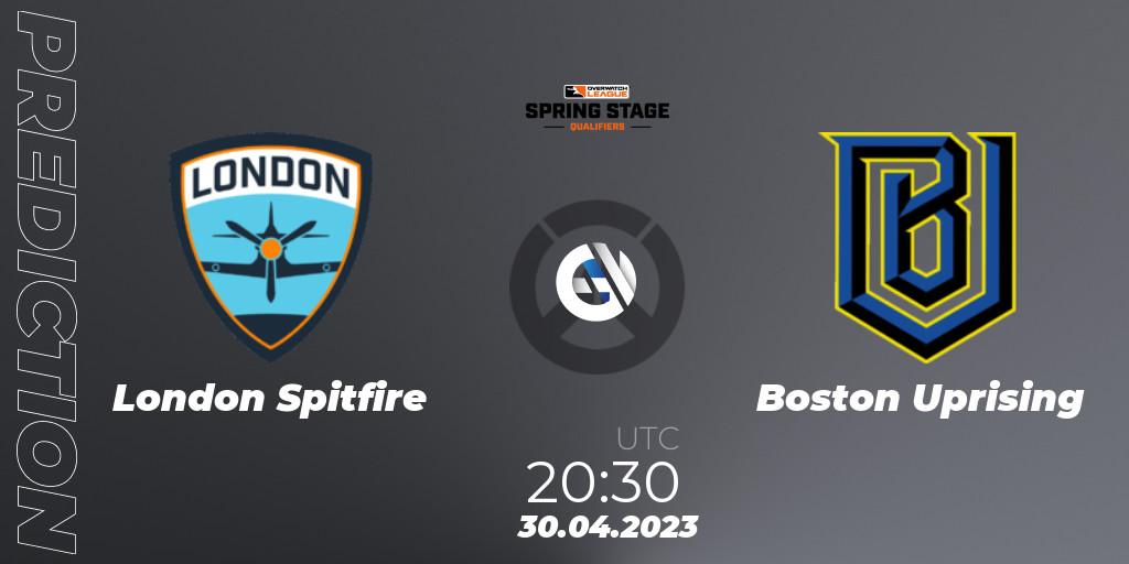 Prognose für das Spiel London Spitfire VS Boston Uprising. 30.04.23. Overwatch - OWL Stage Qualifiers Spring 2023 West