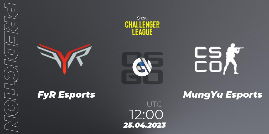 Prognose für das Spiel FyR Esports VS MungYu Esports. 25.04.23. CS2 (CS:GO) - ESL Challenger League Season 45: Asia-Pacific