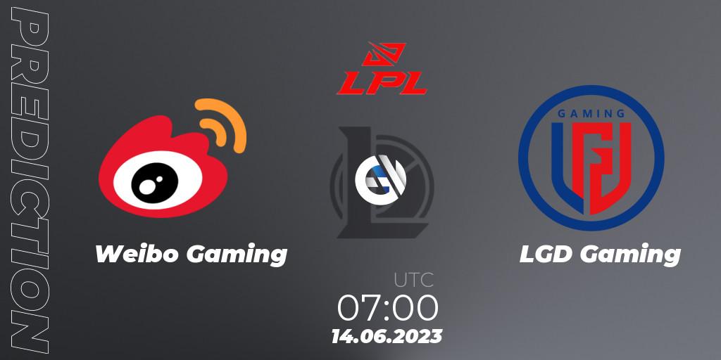 Prognose für das Spiel Weibo Gaming VS LGD Gaming. 14.06.23. LoL - LPL Summer 2023 Regular Season