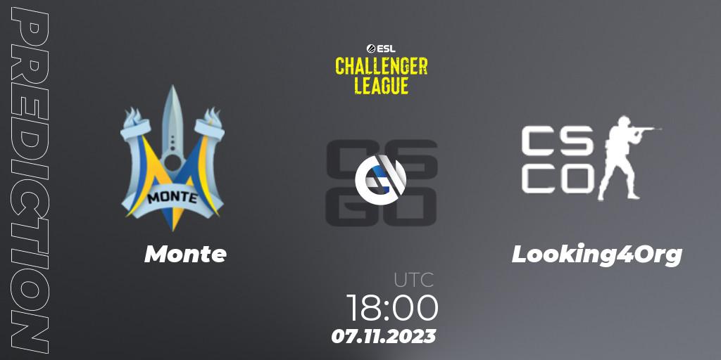 Prognose für das Spiel Monte VS Looking4Org. 07.11.23. CS2 (CS:GO) - ESL Challenger League Season 46: Europe