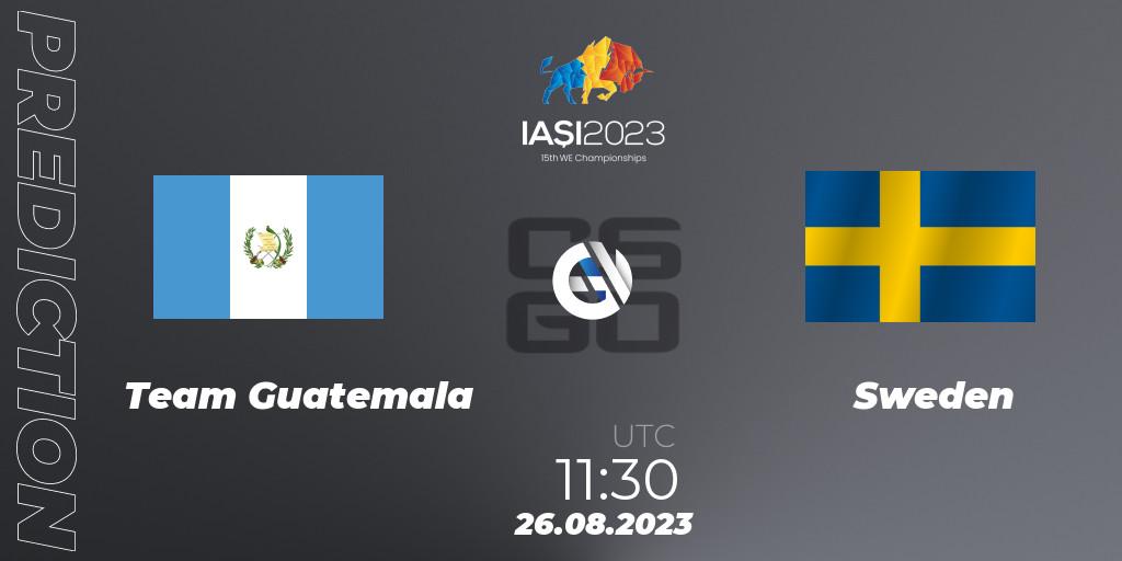 Prognose für das Spiel Team Guatemala VS Sweden. 26.08.2023 at 17:00. Counter-Strike (CS2) - IESF World Esports Championship 2023