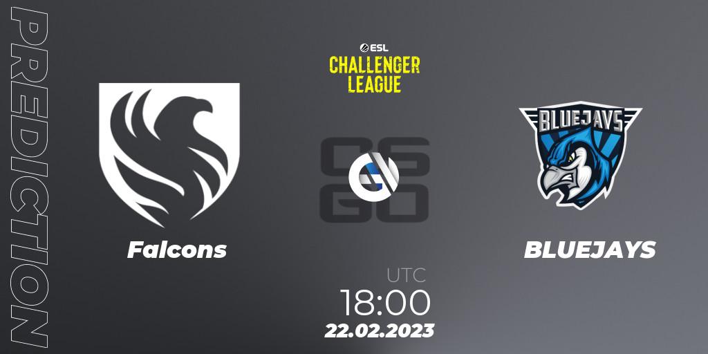 Prognose für das Spiel Falcons VS BLUEJAYS. 22.02.23. CS2 (CS:GO) - ESL Challenger League Season 44: Europe