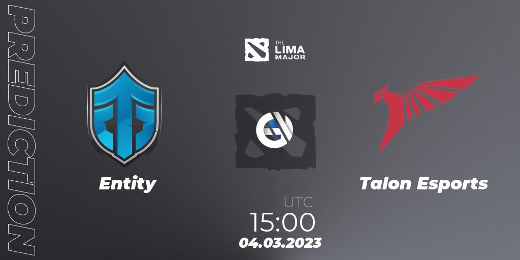 Prognose für das Spiel Entity VS Talon Esports. 04.03.2023 at 15:28. Dota 2 - The Lima Major 2023