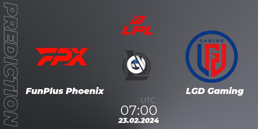 Prognose für das Spiel FunPlus Phoenix VS LGD Gaming. 23.02.24. LoL - LPL Spring 2024 - Group Stage