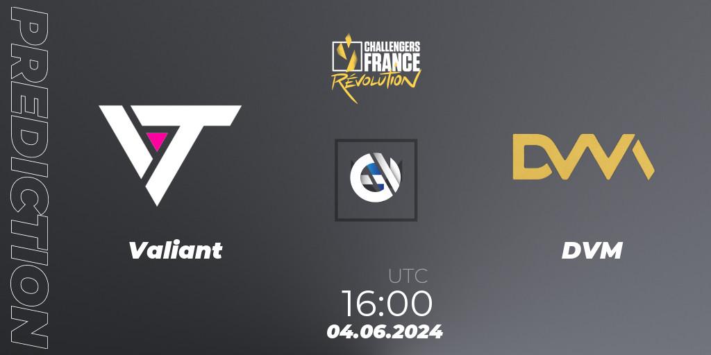 Prognose für das Spiel Valiant VS DVM. 04.06.2024 at 16:00. VALORANT - VALORANT Challengers 2024 France: Revolution Split 2