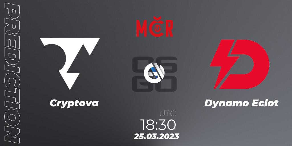 Prognose für das Spiel Cryptova VS Dynamo Eclot. 25.03.2023 at 18:30. Counter-Strike (CS2) - Tipsport Cup Prague Spring 2023: Online Stage