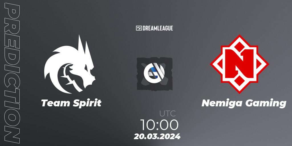 Prognose für das Spiel Team Spirit VS Nemiga Gaming. 20.03.24. Dota 2 - DreamLeague Season 23: Eastern Europe Closed Qualifier