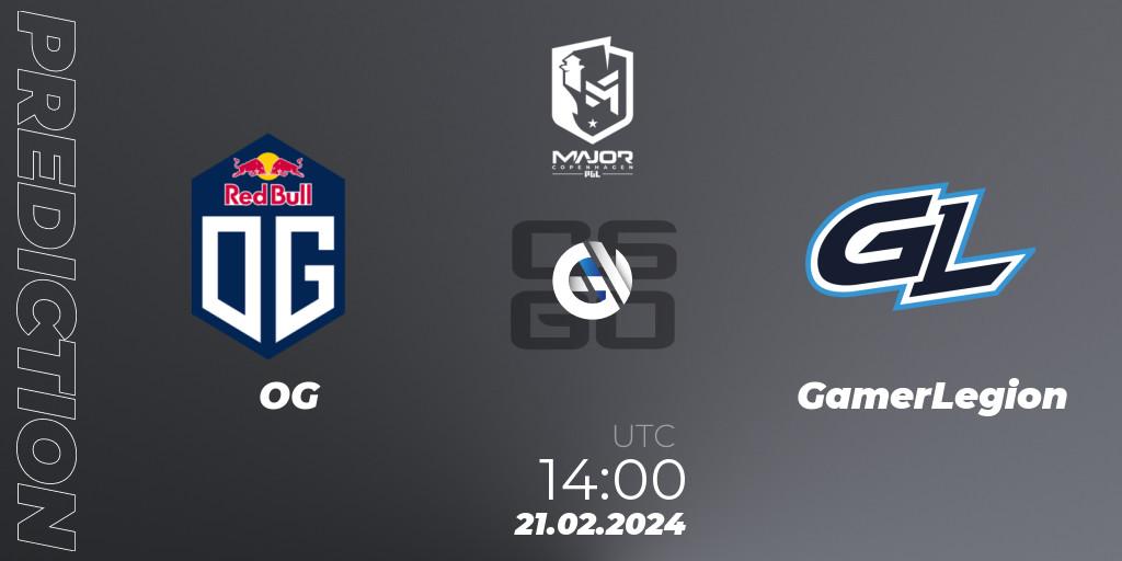 Prognose für das Spiel OG VS GamerLegion. 21.02.24. CS2 (CS:GO) - PGL CS2 Major Copenhagen 2024: European RMR B