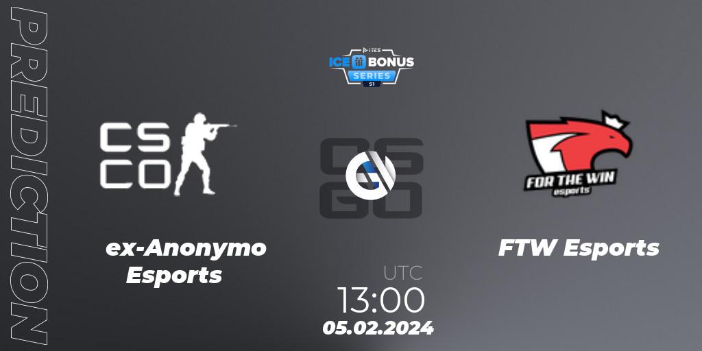 Prognose für das Spiel ex-Anonymo Esports VS FTW Esports. 05.02.24. CS2 (CS:GO) - IceBonus Series #1