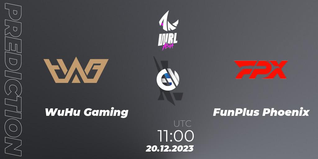 Prognose für das Spiel WuHu Gaming VS FunPlus Phoenix. 20.12.23. Wild Rift - WRL Asia 2023 - Season 2 - Regular Season