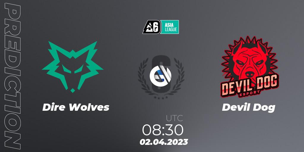 Prognose für das Spiel Dire Wolves VS Devil Dog. 02.04.23. Rainbow Six - SEA League 2023 - Stage 1