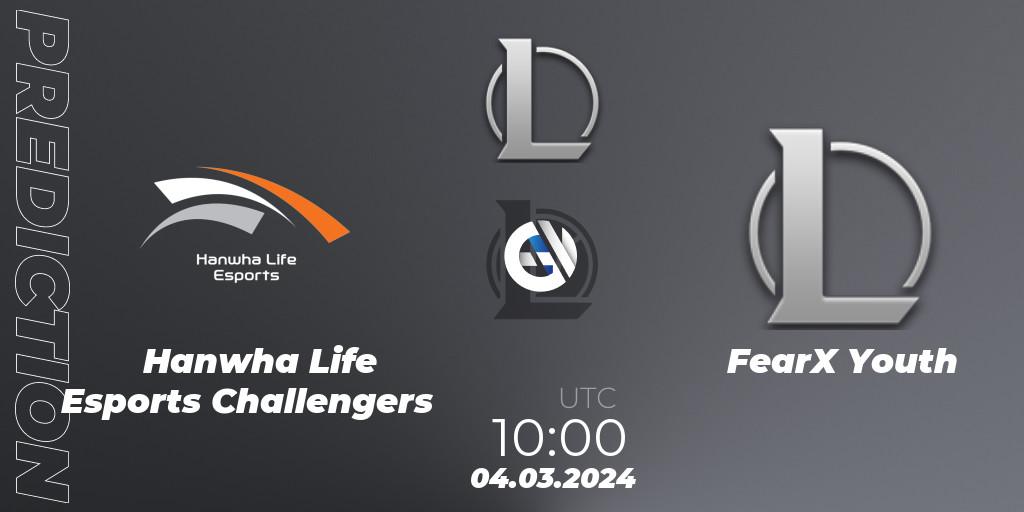 Prognose für das Spiel Hanwha Life Esports Challengers VS FearX Youth. 04.03.24. LoL - LCK Challengers League 2024 Spring - Group Stage