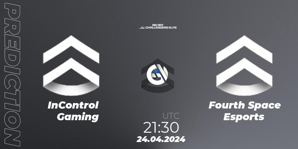 Prognose für das Spiel InControl Gaming VS Fourth Space Esports. 24.04.2024 at 22:00. Call of Duty - Call of Duty Challengers 2024 - Elite 2: NA