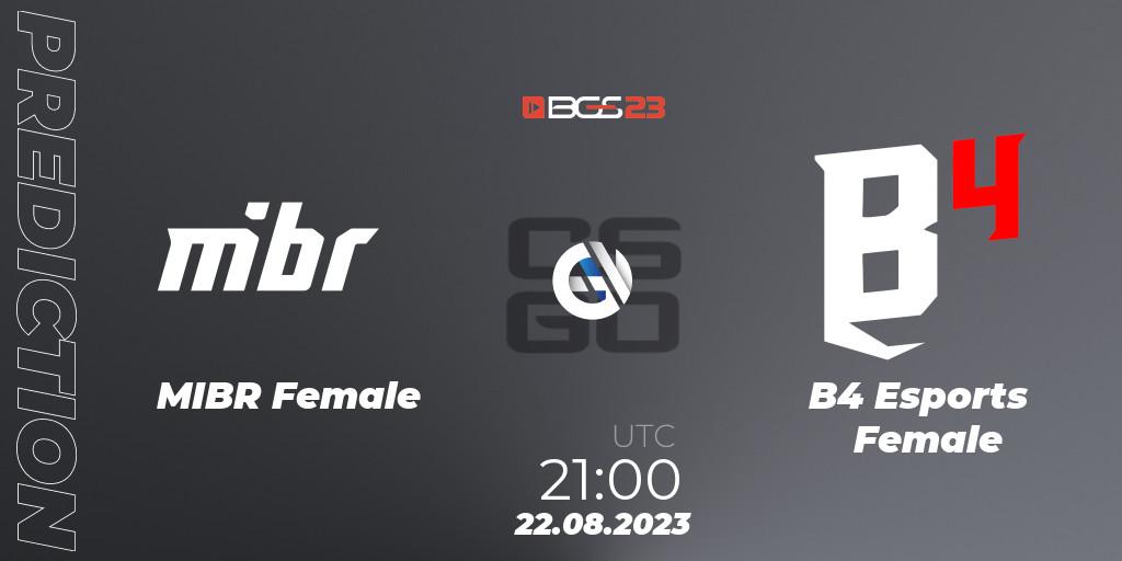 Prognose für das Spiel MIBR Female VS B4 Esports Female. 22.08.23. CS2 (CS:GO) - BGS Esports 2023 Female: Online Stage