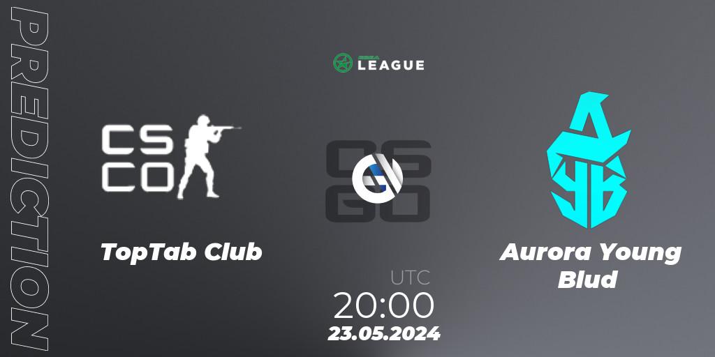 Prognose für das Spiel TopTab Club VS Aurora Young Blud. 23.05.2024 at 20:00. Counter-Strike (CS2) - ESEA Season 49: Advanced Division - Europe