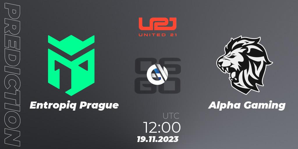 Prognose für das Spiel Entropiq Prague VS Alpha Gaming. 19.11.23. CS2 (CS:GO) - United21 Season 8