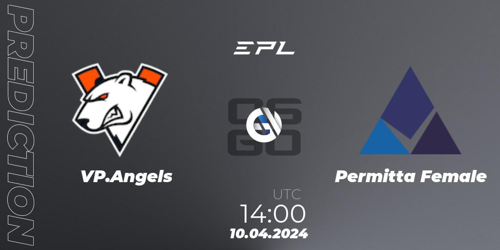 Prognose für das Spiel VP.Angels VS Permitta Female. 10.04.24. CS2 (CS:GO) - European Pro League Female Season 1