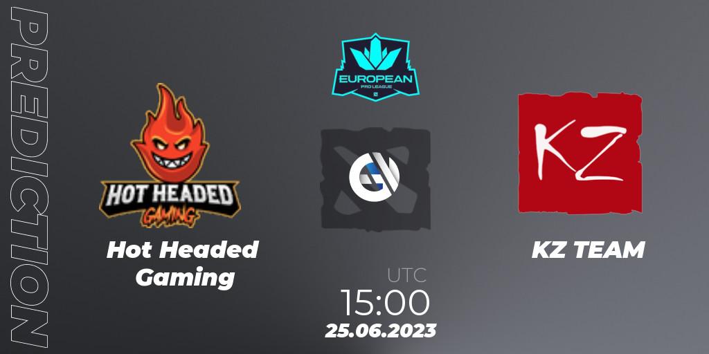 Prognose für das Spiel Hot Headed Gaming VS KZ TEAM. 25.06.2023 at 15:01. Dota 2 - European Pro League Season 10