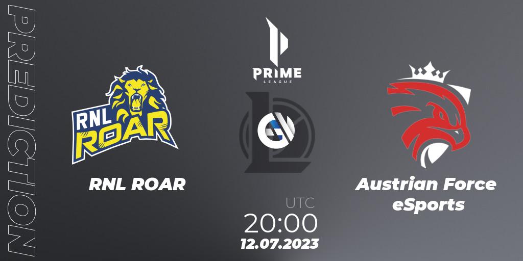 Prognose für das Spiel RNL ROAR VS Austrian Force eSports. 12.07.2023 at 20:00. LoL - Prime League 2nd Division Summer 2023