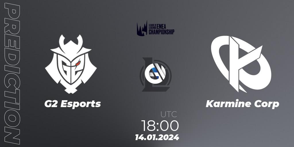 Prognose für das Spiel G2 Esports VS Karmine Corp. 14.01.24. LoL - LEC Winter 2024 - Regular Season