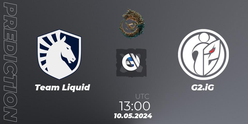 Prognose für das Spiel Team Liquid VS G2.iG. 10.05.24. Dota 2 - PGL Wallachia Season 1 - Group Stage
