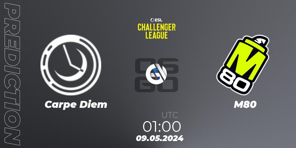 Prognose für das Spiel Carpe Diem VS M80. 09.05.2024 at 01:00. Counter-Strike (CS2) - ESL Challenger League Season 47: North America