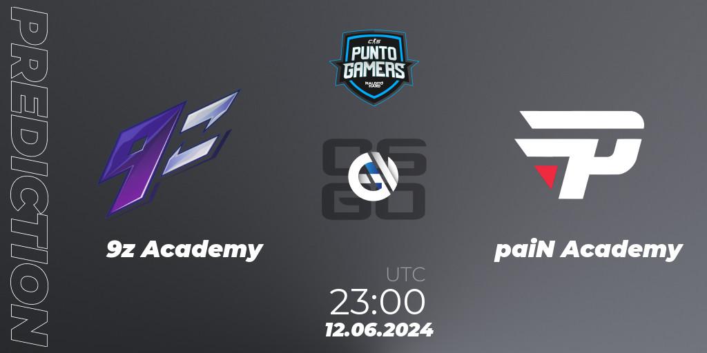 Prognose für das Spiel 9z Academy VS paiN Academy. 12.06.2024 at 23:00. Counter-Strike (CS2) - Punto Gamers Cup 2024