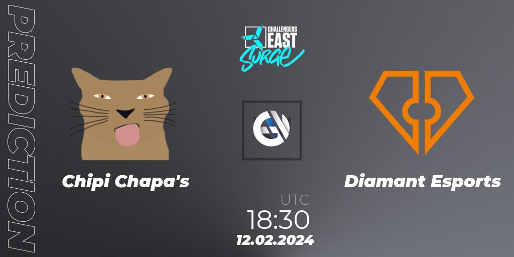 Prognose für das Spiel Chipi Chapa's VS Diamant Esports. 12.02.24. VALORANT - VALORANT Challengers 2024 East: Surge Split 1