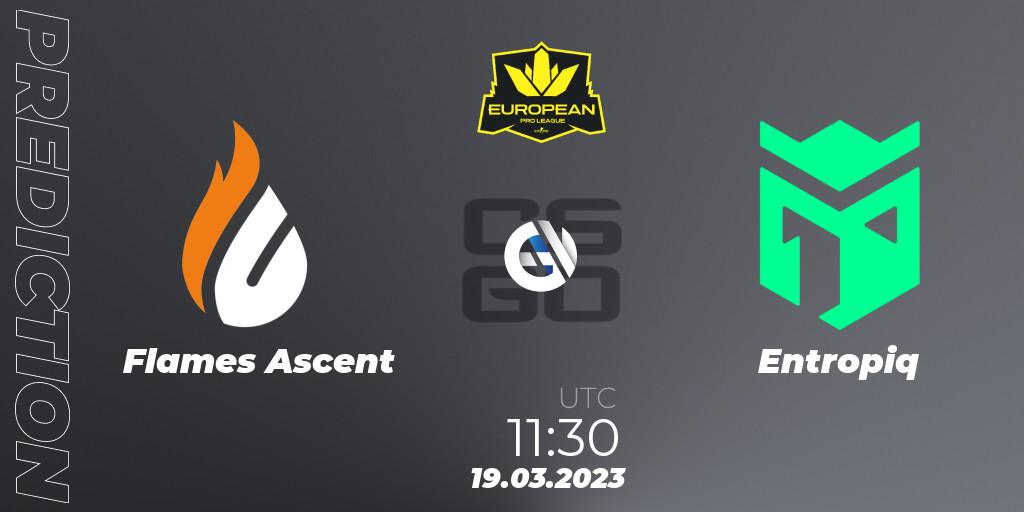 Prognose für das Spiel Flames Ascent VS Entropiq. 19.03.23. CS2 (CS:GO) - European Pro League Season 7: Division 2