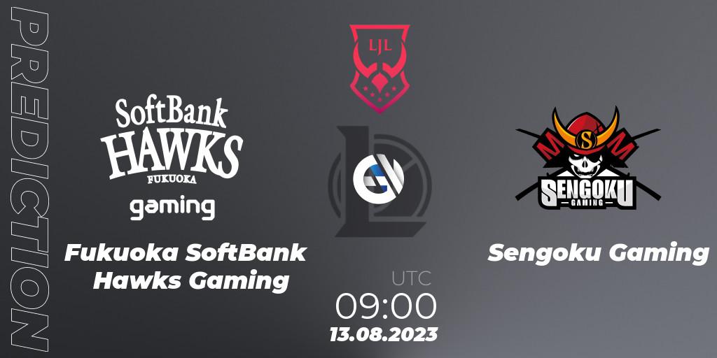 Prognose für das Spiel Fukuoka SoftBank Hawks Gaming VS Sengoku Gaming. 13.08.23. LoL - LJL Summer 2023