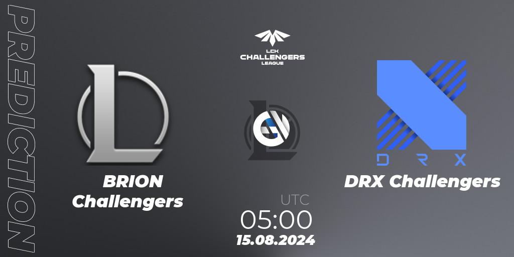 Prognose für das Spiel BRION Challengers VS DRX Challengers. 15.08.2024 at 05:00. LoL - LCK Challengers League 2024 Summer - Group Stage