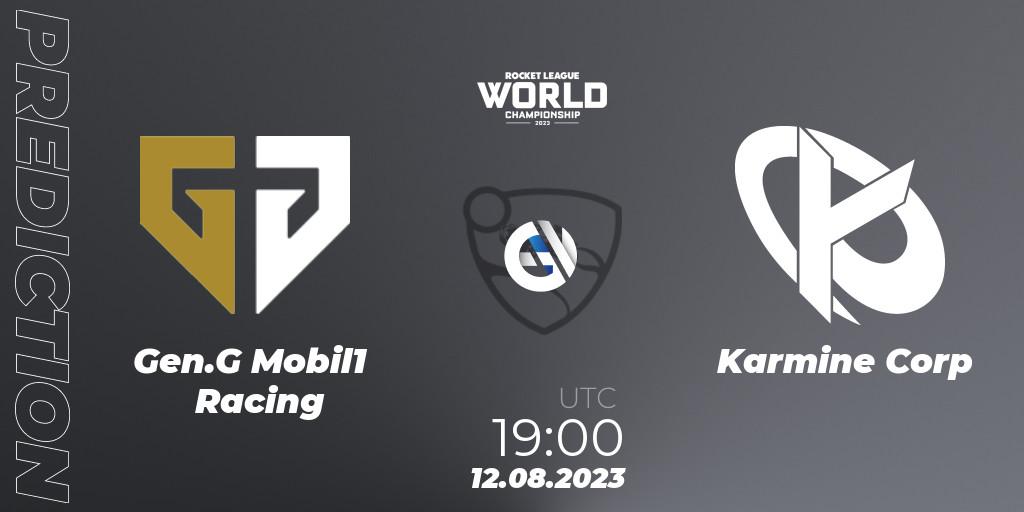 Prognose für das Spiel Gen.G Mobil1 Racing VS Karmine Corp. 12.08.2023 at 19:30. Rocket League - Rocket League Championship Series 2022-23 - World Championship Playoffs