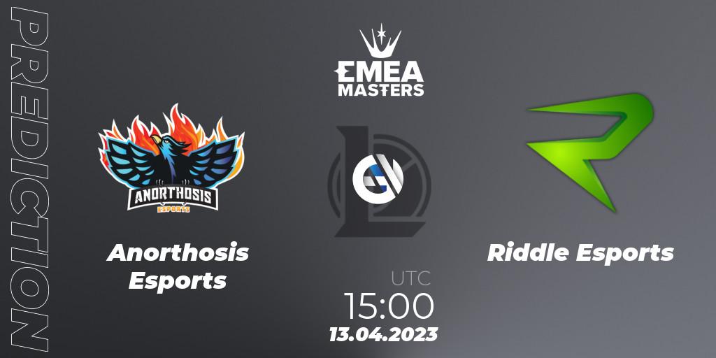 Prognose für das Spiel Anorthosis Esports VS Riddle Esports. 13.04.23. LoL - EMEA Masters Spring 2023 - Group Stage