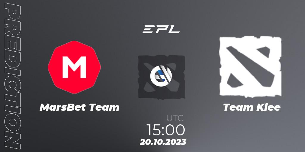 Prognose für das Spiel MarsBet Team VS Team Klee. 20.10.2023 at 15:00. Dota 2 - European Pro League Season 13