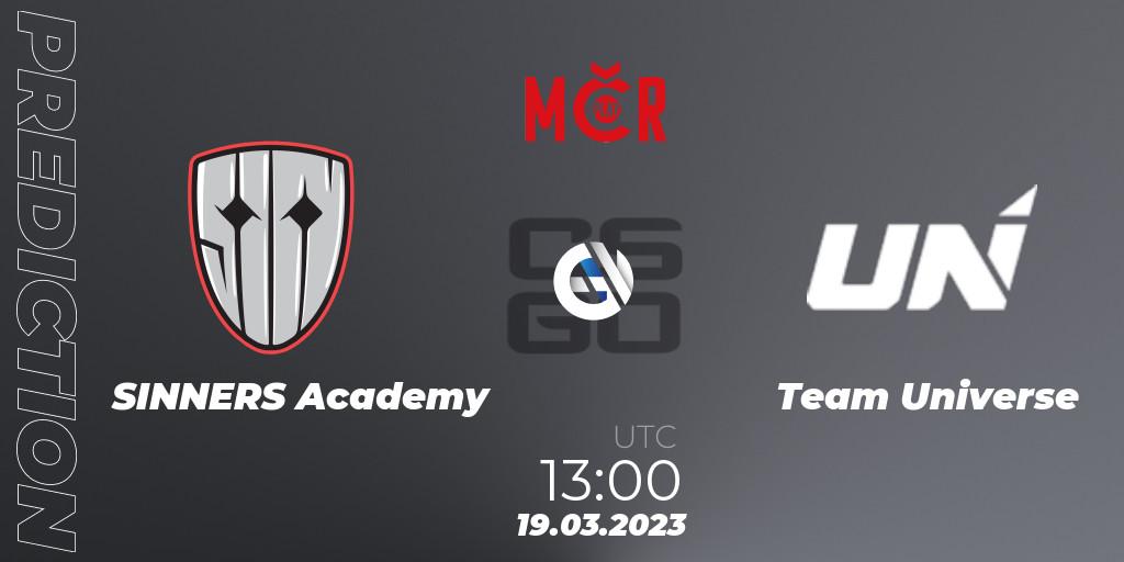 Prognose für das Spiel SINNERS Academy VS Team Universe. 19.03.23. CS2 (CS:GO) - Tipsport Cup Prague Spring 2023: Closed Qualifier