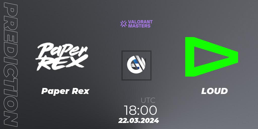 Prognose für das Spiel Paper Rex VS LOUD. 22.03.24. VALORANT - VCT 2024: Masters Madrid